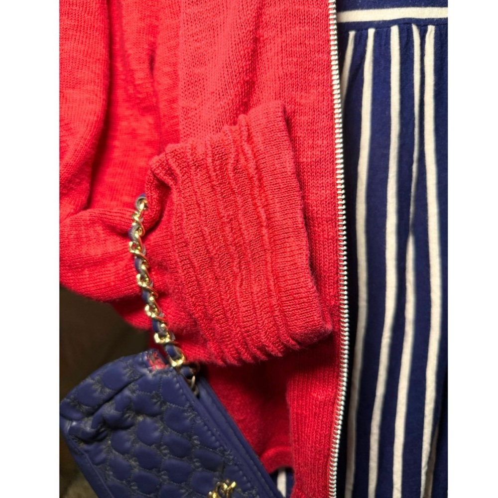 Vintage Red Linen Cotton Blend Zip Cardigan by‎ Blue Willi’s Size L - Picture 3 of 10